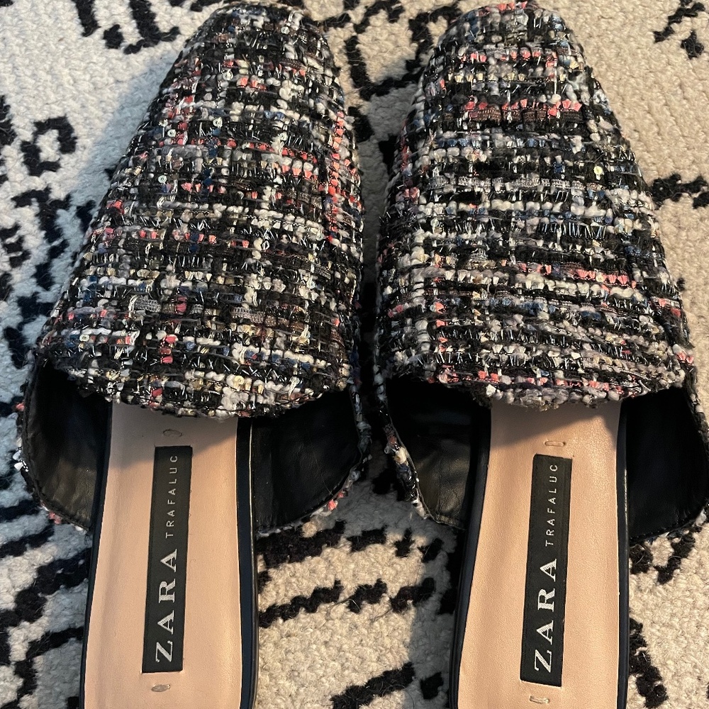 Zara Tweed Mules